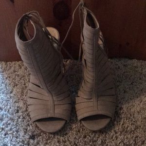 Taupe open toe Healed sandals